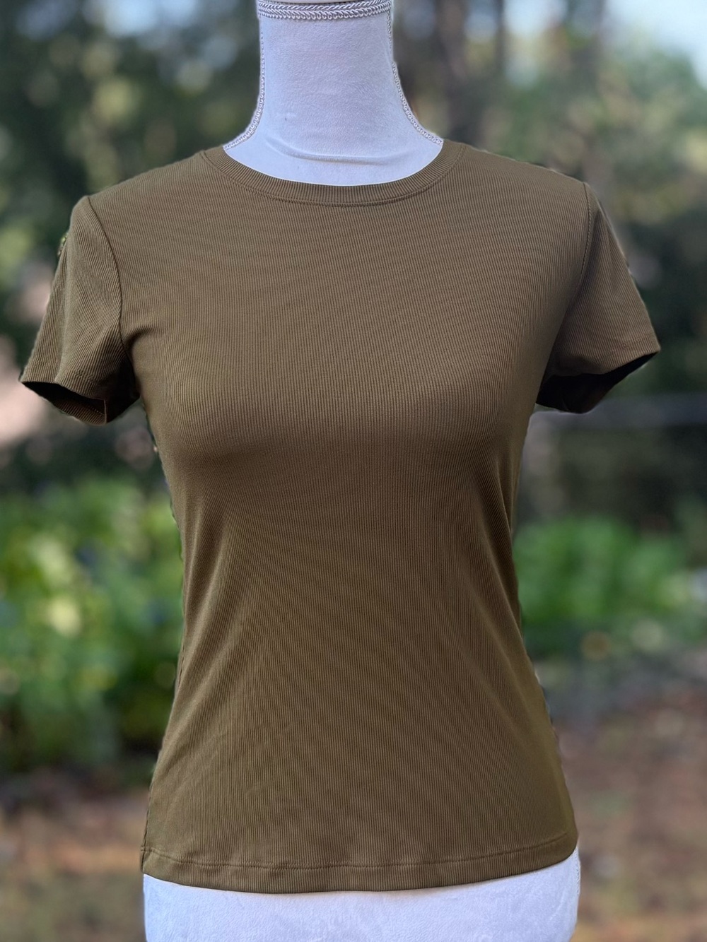 🦋 Calia Women’s Short-Sleeve Ribbed Tee in Olive